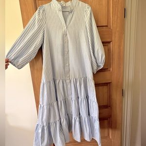 TVEC Blue gingham MIDI dress